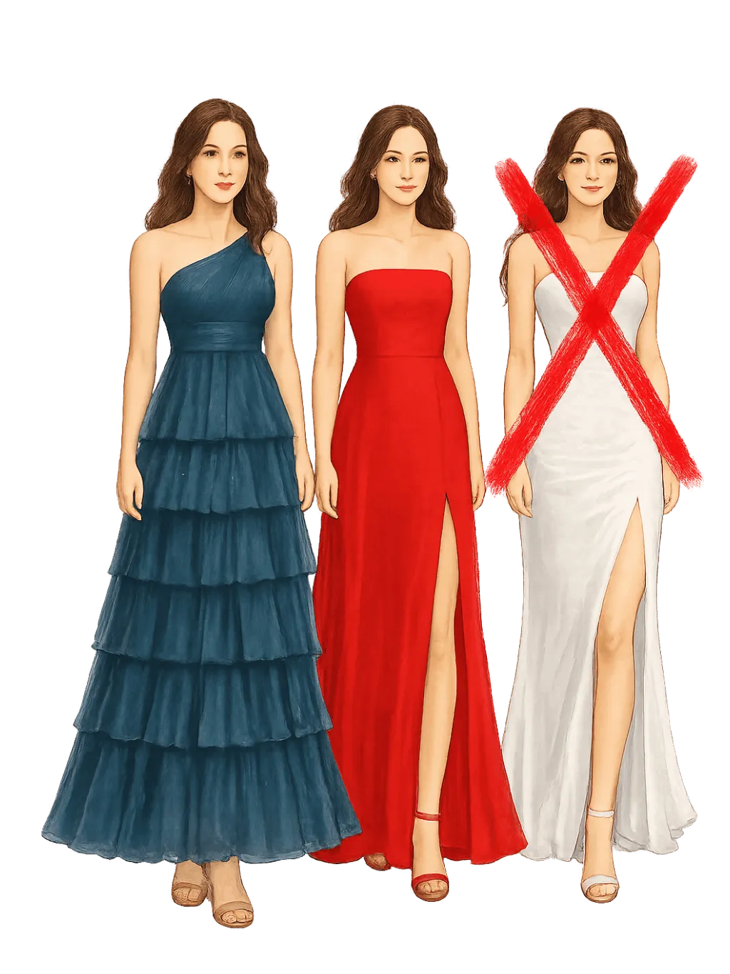 Woman in formal long evening dress